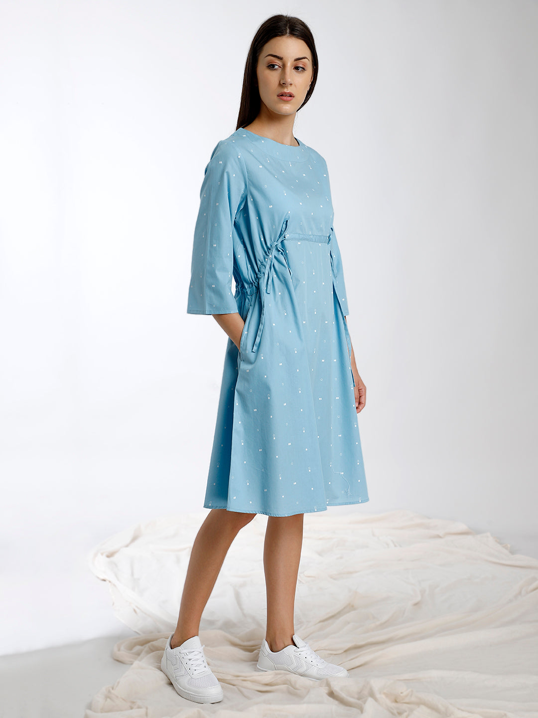 PRINTED TIE UP DRESS
