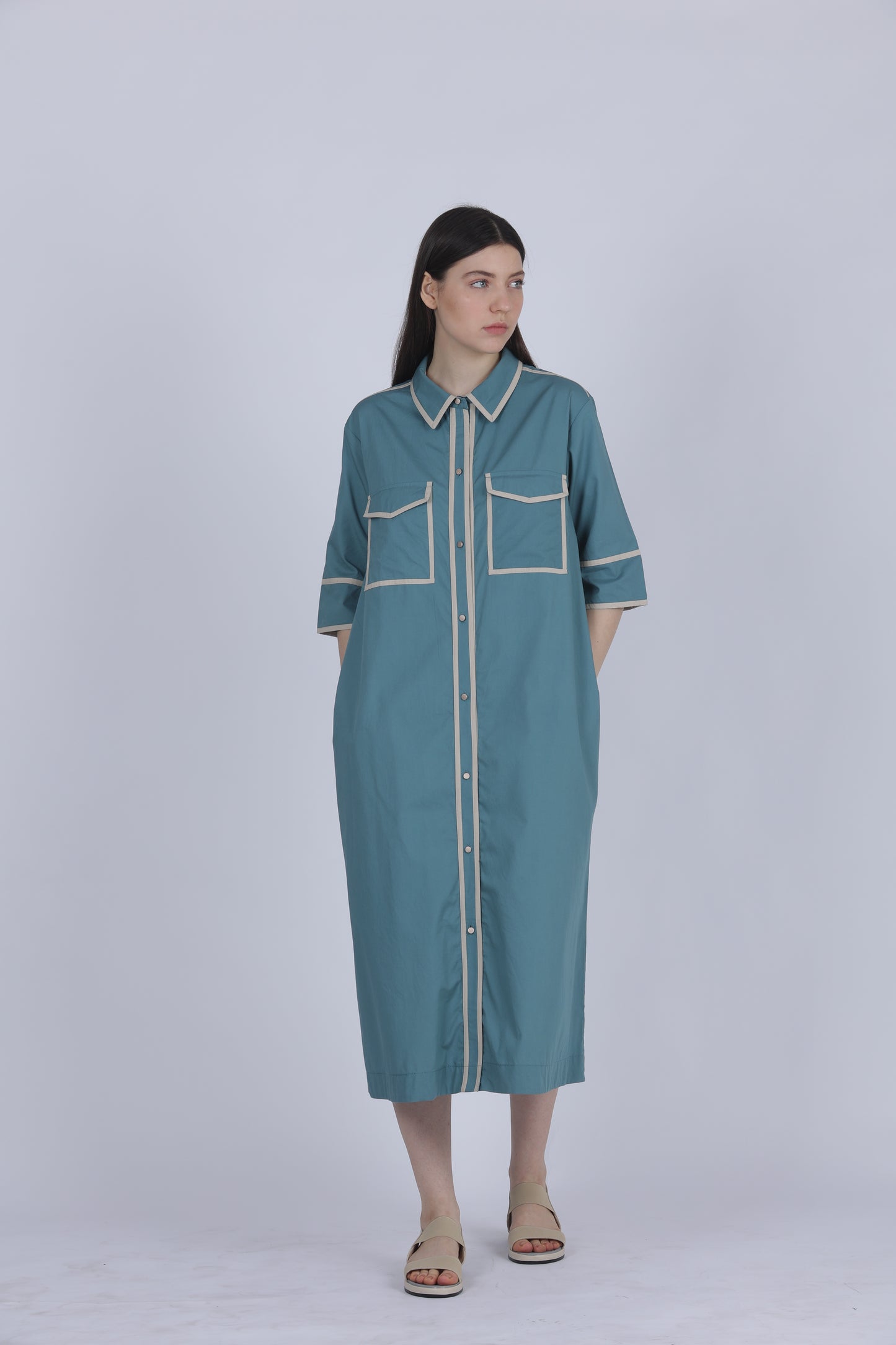 TEAL TRIAL SHIRT DRESS