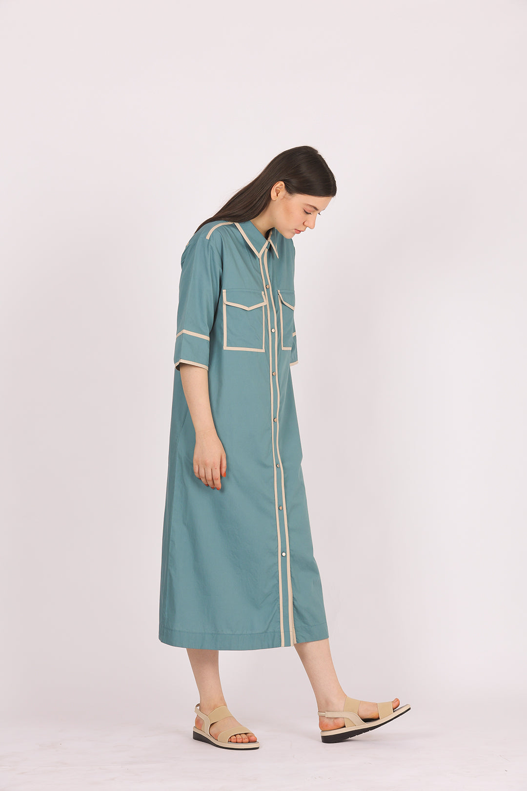 TEAL TRIAL SHIRT DRESS