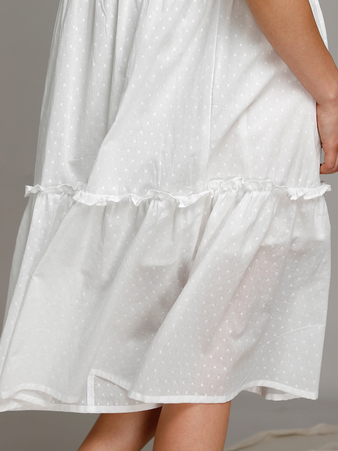 Material & Care Organic 100% Cotton & CotPUFF SLEEVE TIERED DRESS