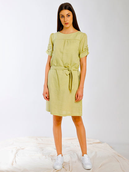 SLEEVE DETAILED TIE UP DRESS