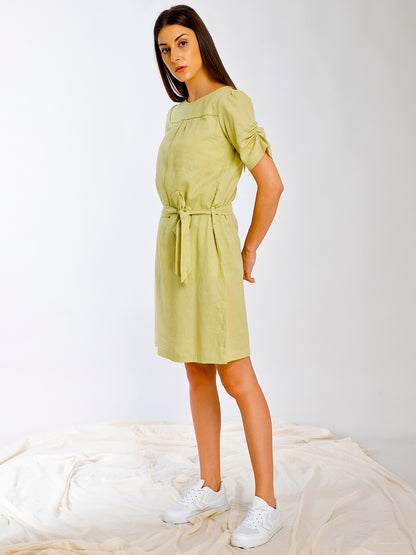 SLEEVE DETAILED TIE UP DRESS