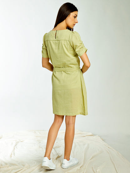 SLEEVE DETAILED TIE UP DRESS