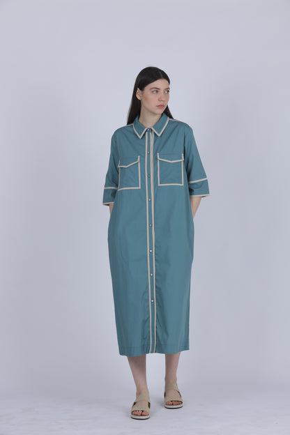 TEAL TRIAL SHIRT DRESS