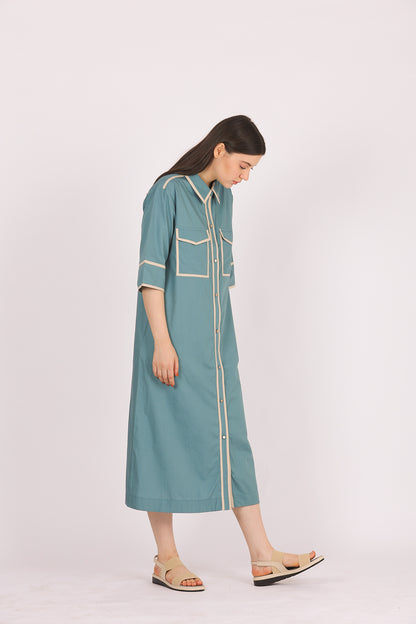 TEAL TRIAL SHIRT DRESS