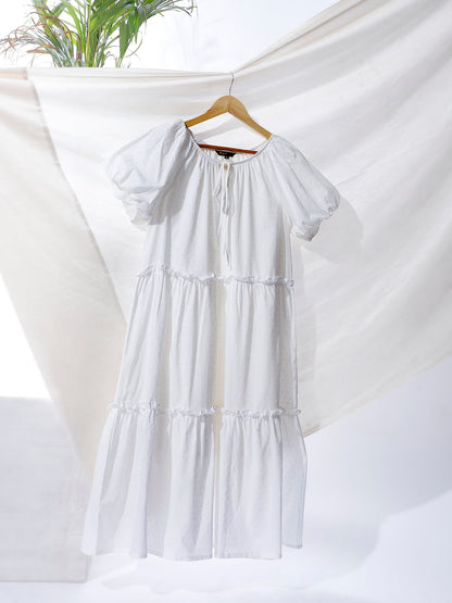 Material & Care  Organic 100% Cotton & CotPUFF SLEEVE TIERED DRESS