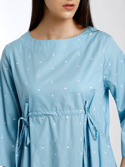 PRINTED TIE UP DRESS