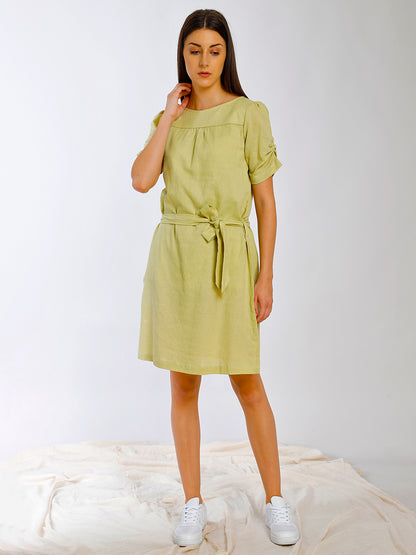 SLEEVE DETAILED TIE UP DRESS